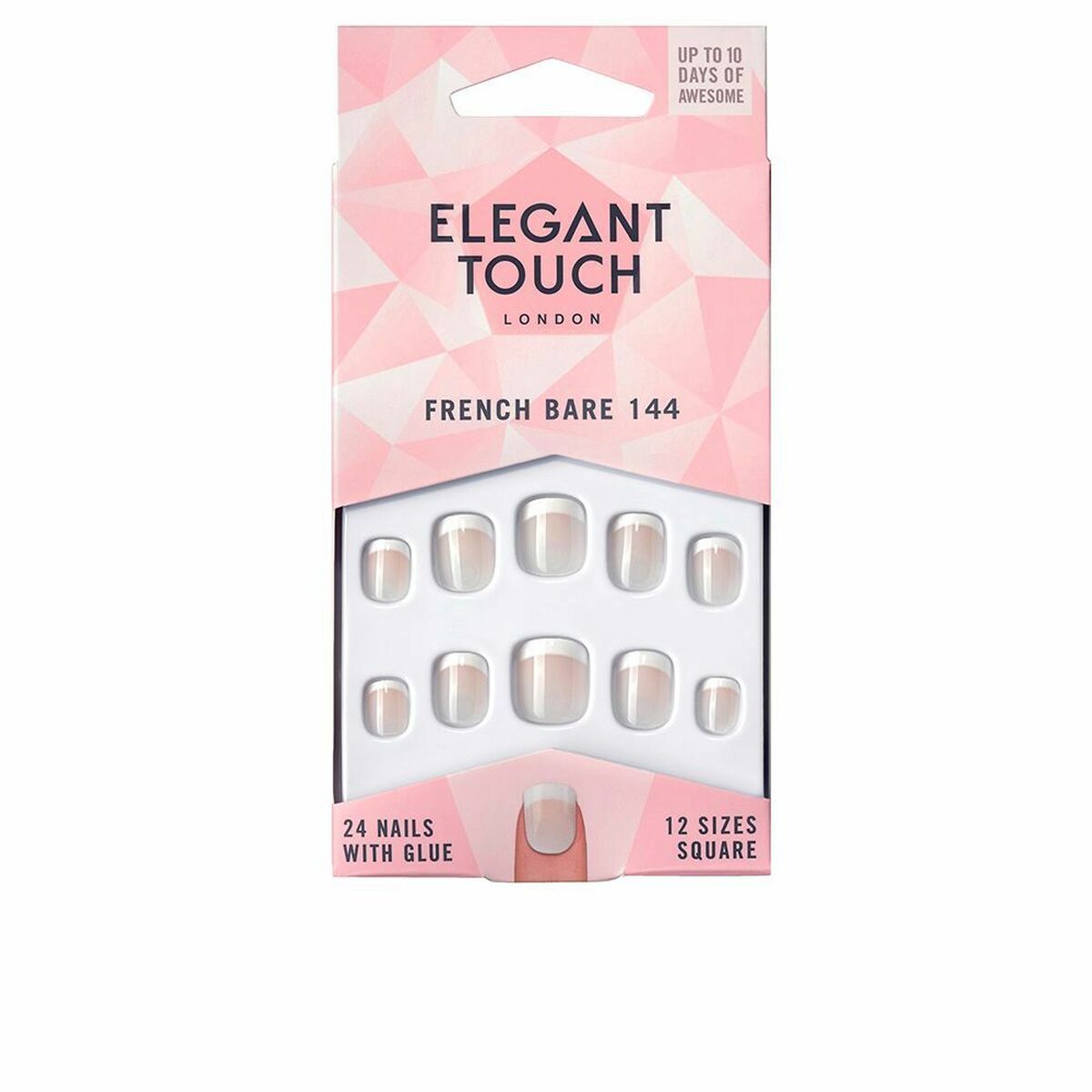 Falske negle Elegant Touch French Xs 24 Pieces (24 uds) produktemballage