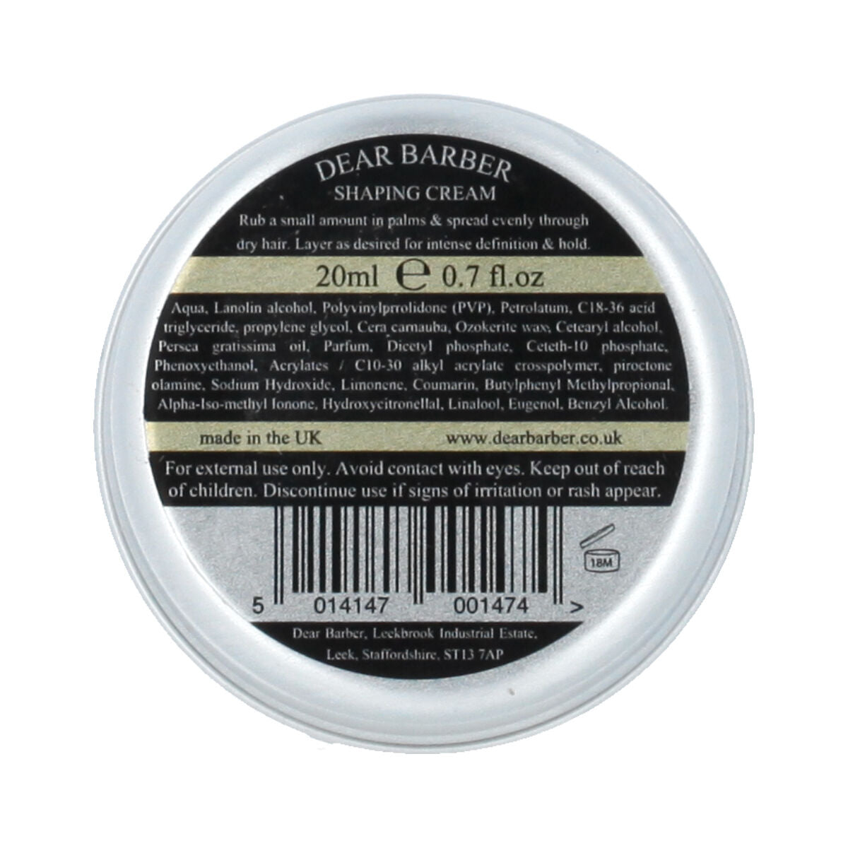Flexible Fixing Cream Dear Barber for Men hudplejeemballage