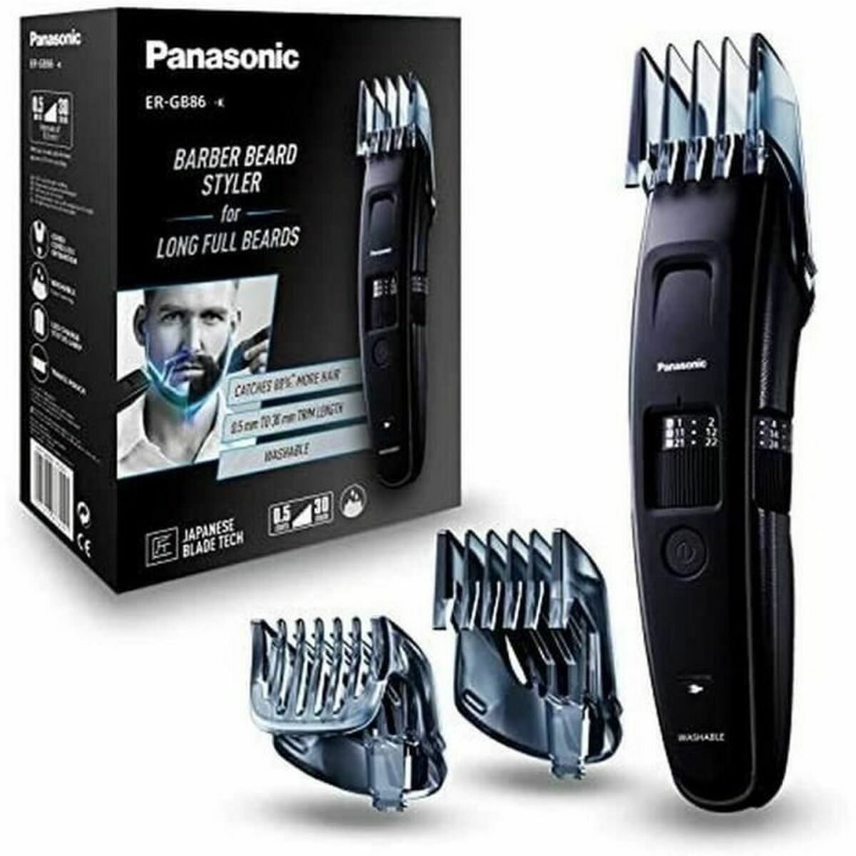 Hårklipper/barbermaskine Panasonic ER-GB86-K503 0,5-30 mm (3 enheder) produktemballage