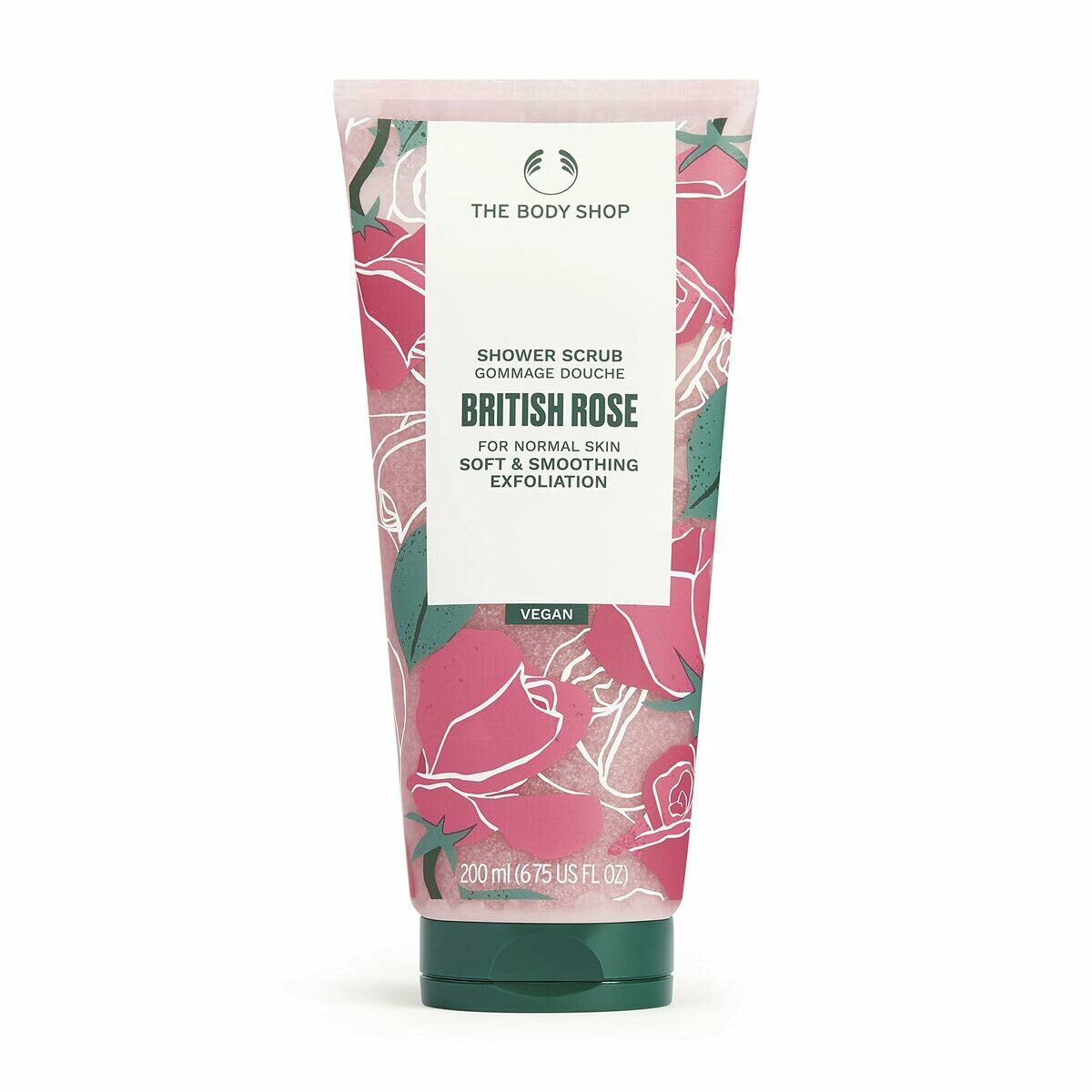 Body Exfoliator The Body Shop British Rose 200 ml til kvinder produktemballage