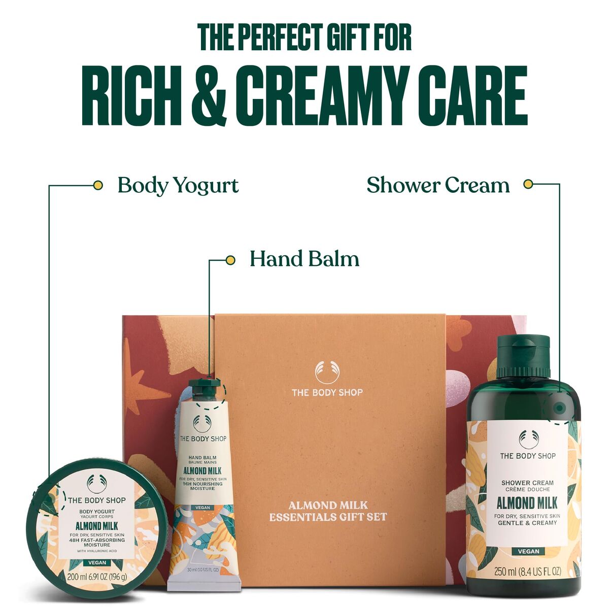 Kosmetiksæt til kvinder The Body Shop ALMOND MILK produktemballage