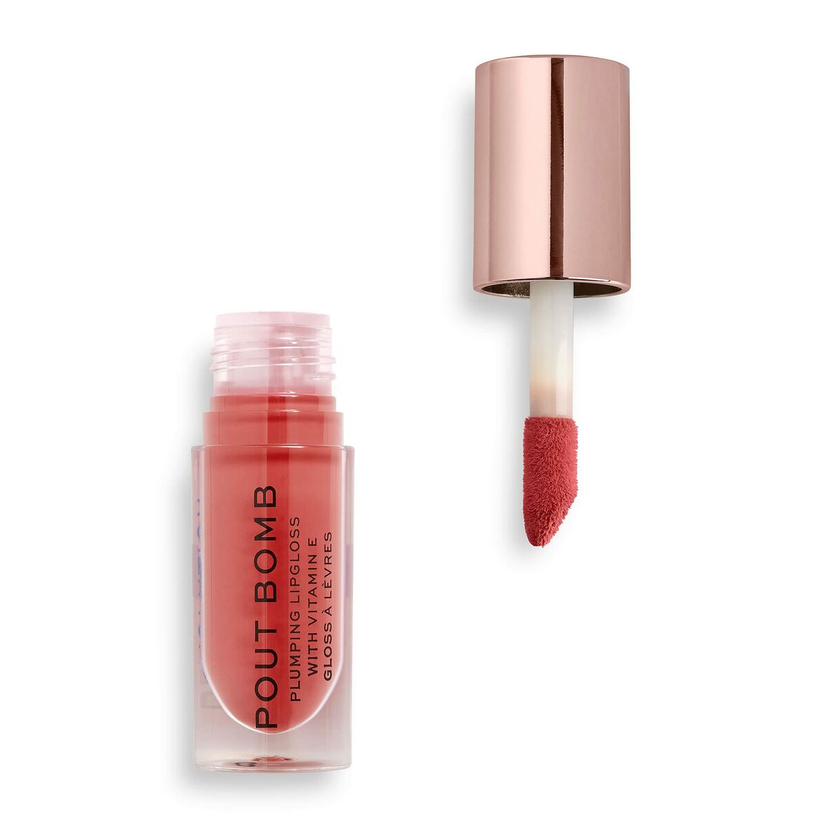 Flydende læbestift Revolution Make Up Pout Bomb Peachy 4,6 ml 4,6 ml makeup-emballage