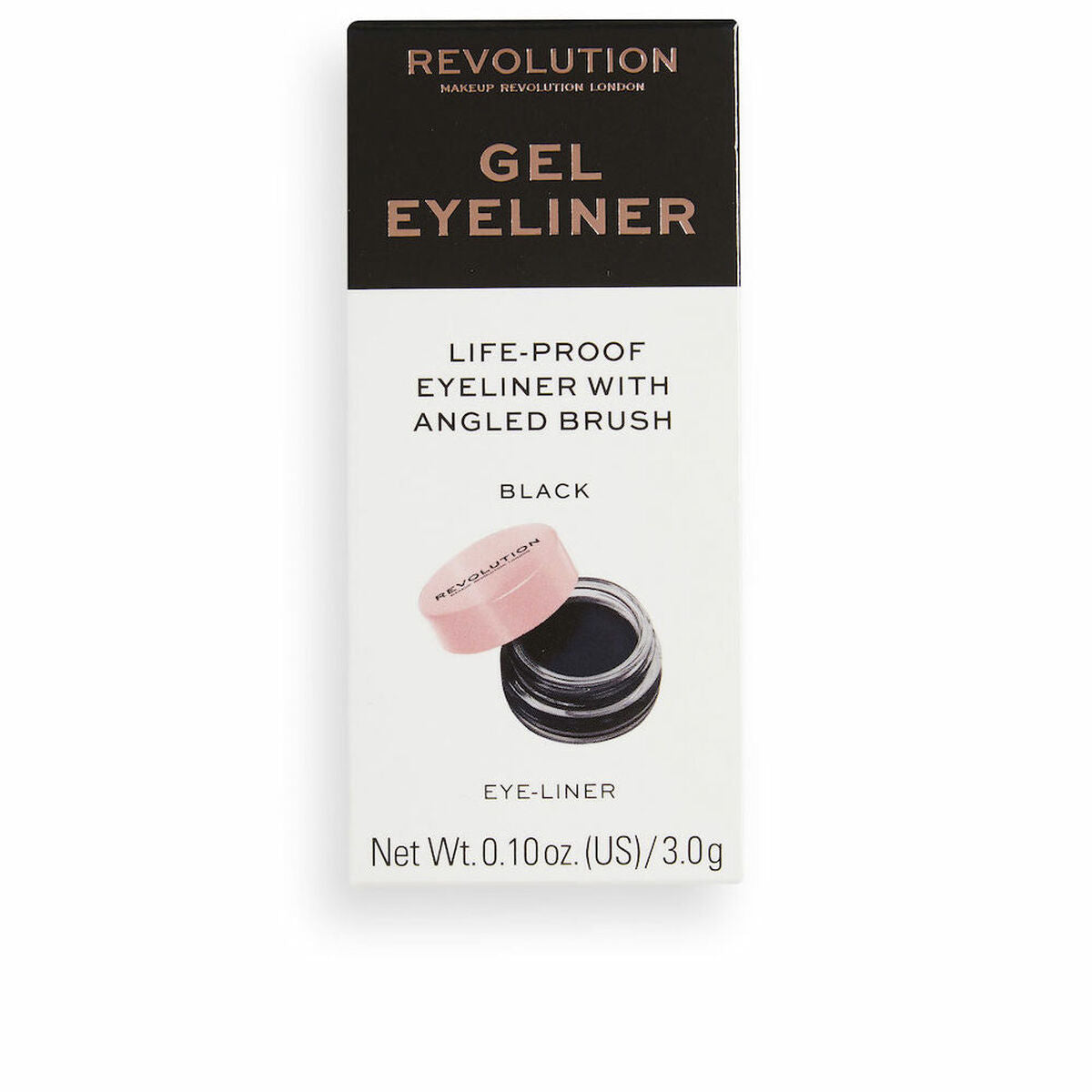 Eyeliner Revolution Make Up Gel Eyeliner Sort 3 g Gel hudplejeemballage