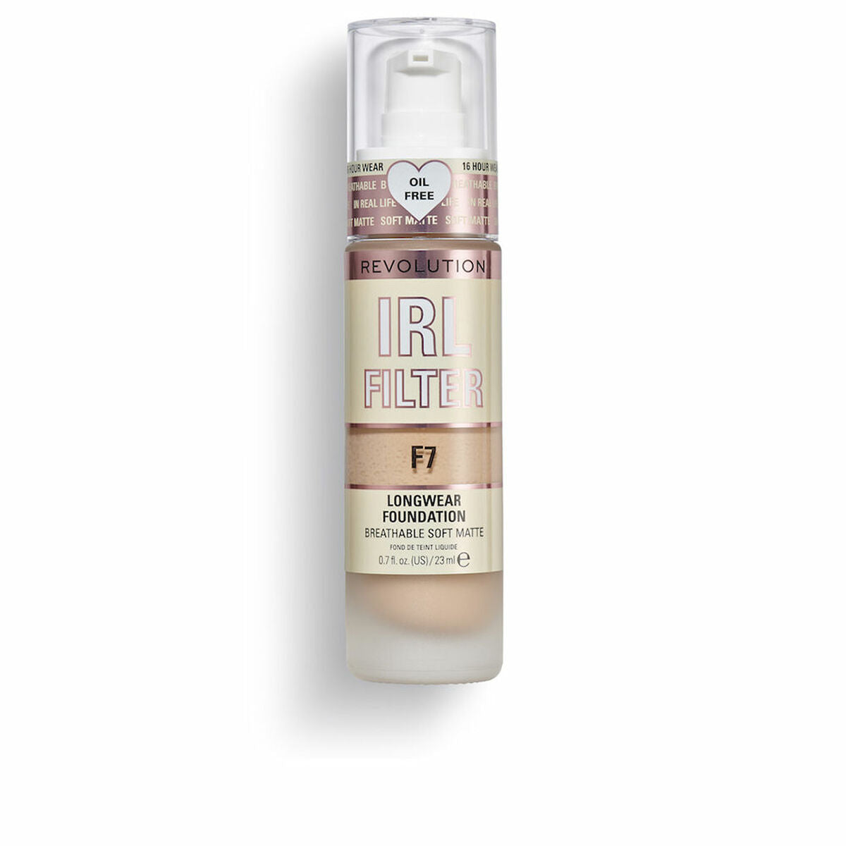 Flydende Make Up Base Revolution Make Up Irl Filter F7 23 ml produktemballage
