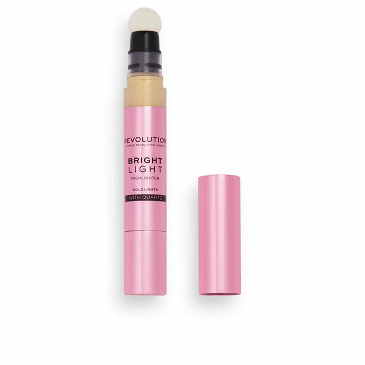 Highlighter Revolution Make Up Bright Light guldlys 3 ml produktemballage