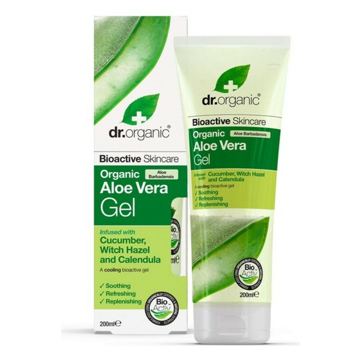 Fugtgivende badegel med Aloe Vera Dr.Organic DR00238 200 ml hudplejeemballage