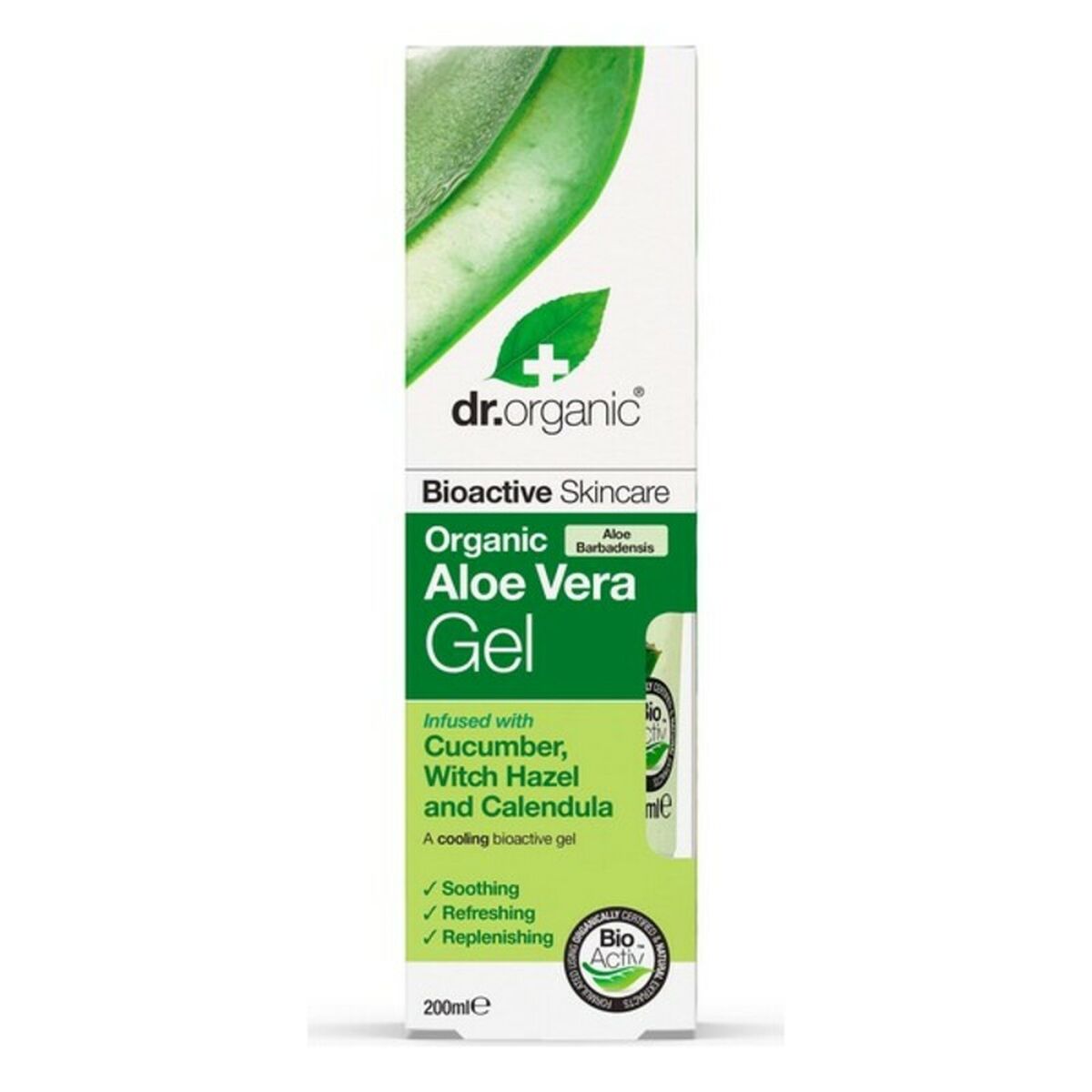 Fugtgivende badegel med Aloe Vera Dr.Organic DR00238 200 ml hudplejeemballage
