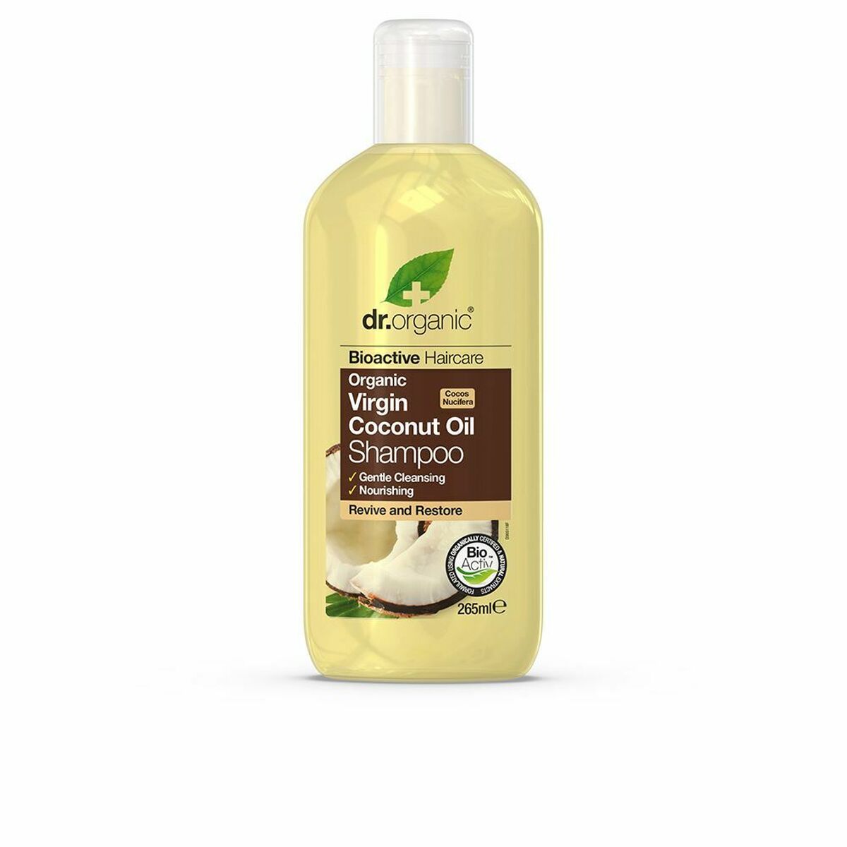 Shampoo Dr.Organic Bioactive Organic 265 ml Økologisk kokosolie shampooflaske