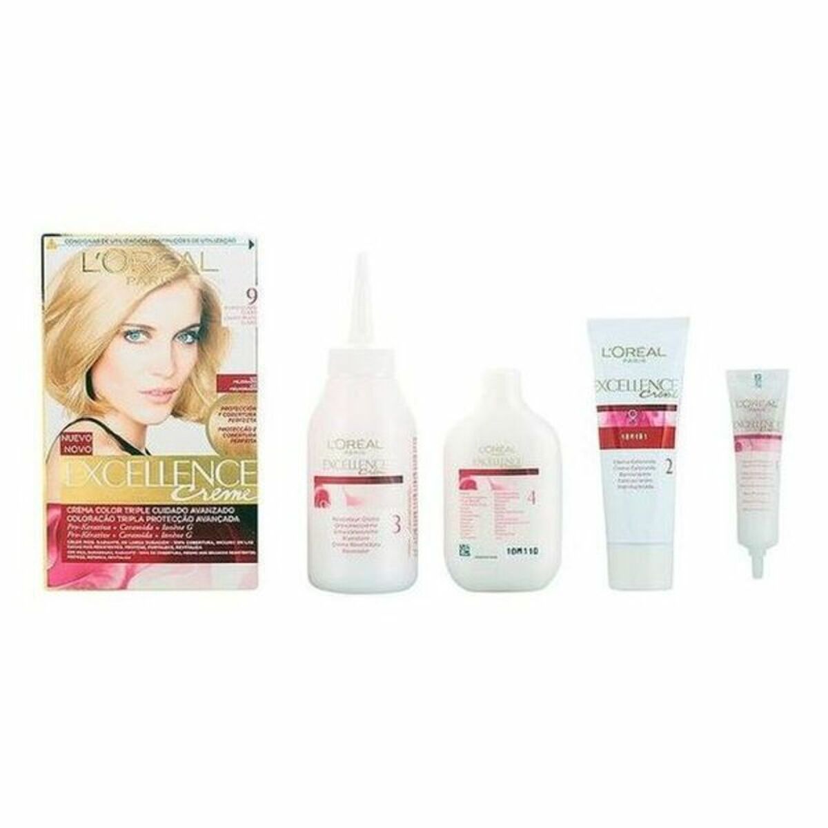 Permanent Dye L'Oreal Make Up Excellence Nº 9 Rubio Claro Nº 9-Rubio Claro 192 ml produktemballage