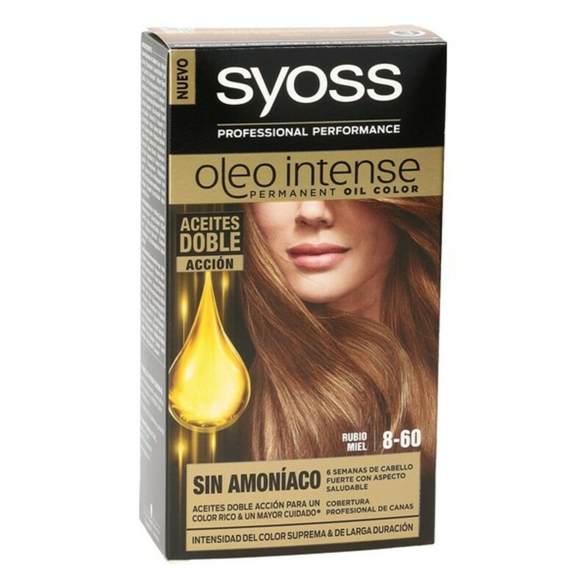 Permanent Dye Syoss Oleo Intense Honey Blonde Nº 8,60 Platinum Blonde Nº 8,60-Rubio Miel til kvinder produktemballage