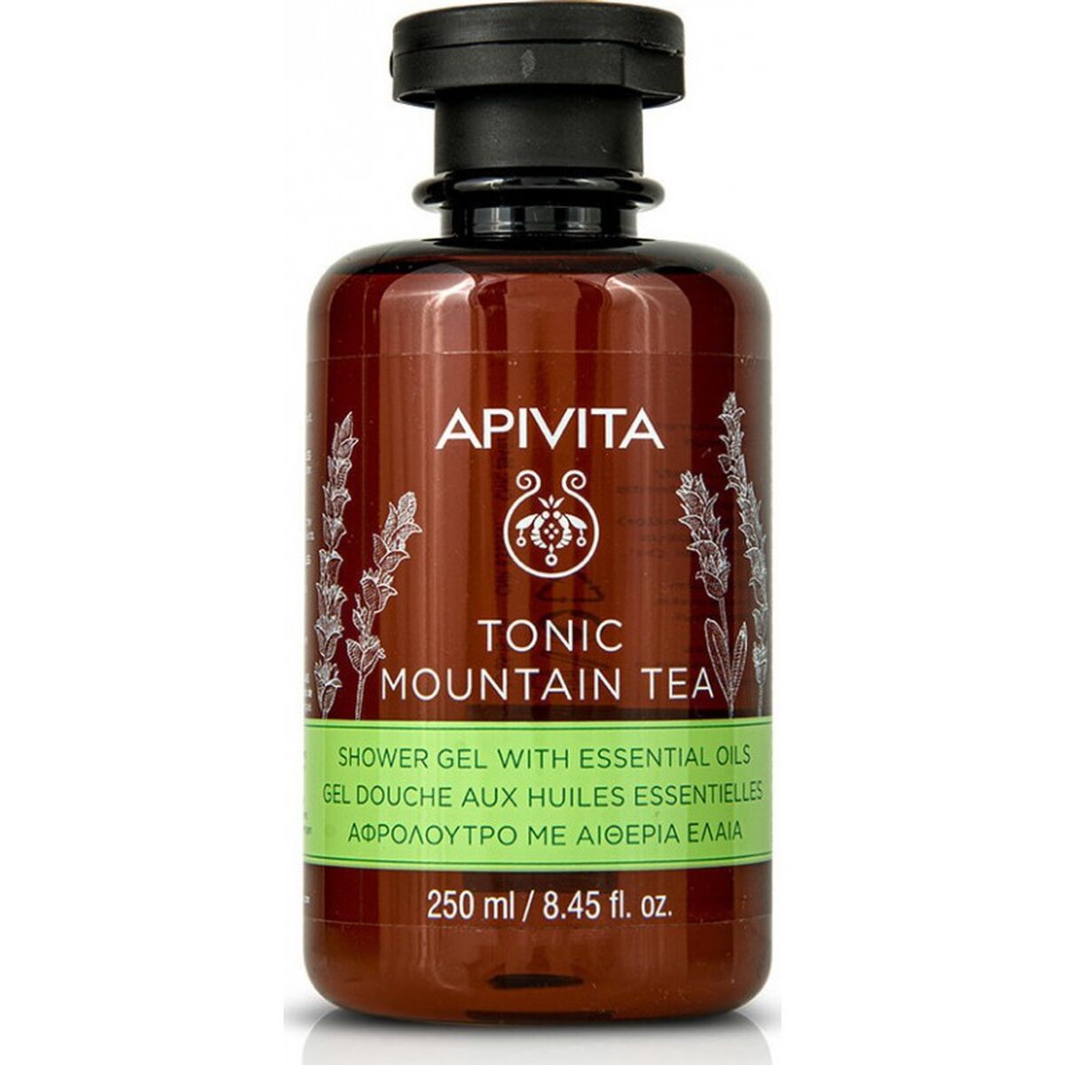 Shower Gel Apivita Tonic Mountain Tea 250 ml til kvinder hudpleje emballage
