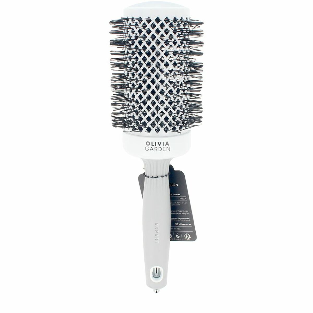 Detangling Hairbrush Olivia Garden EXPERT BLOWOUT SHINE Hvid Grå Ø 55 mm produktemballage