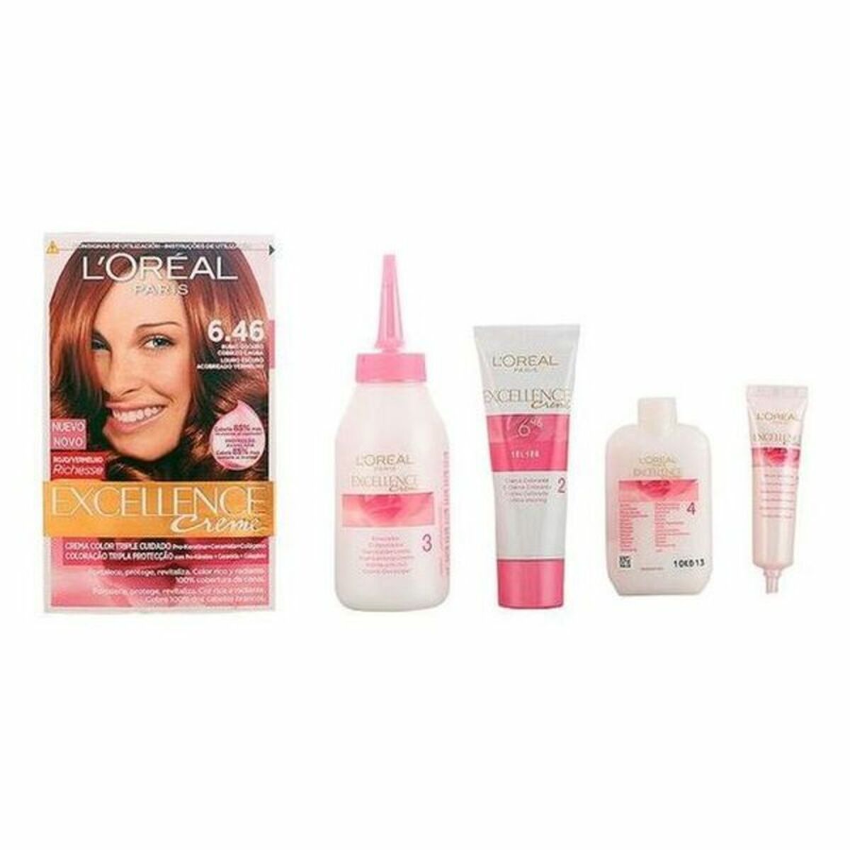 Permanent farvestof L'Oreal Make Up Excellence Dark Copper Auburn Blond Nº 6,46 Rubio Oscuro Cobrizo Caoba Nº 6,46-Rubio Oscuro