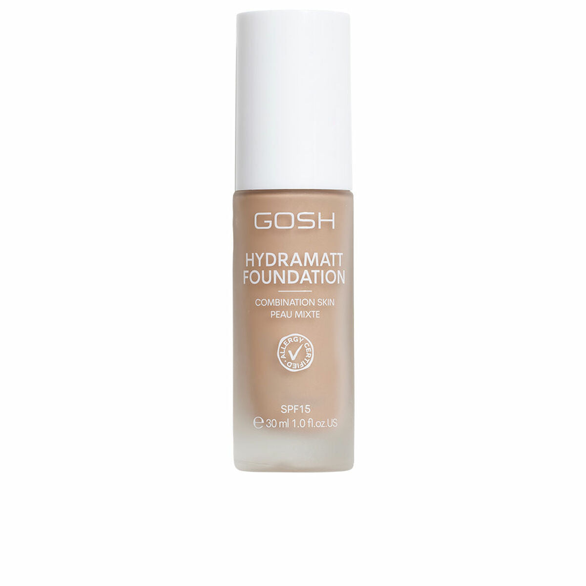 Creme Make-up Base Gosh Copenhagen HYDRAMATT Nº 010-Lys Mørkerød Spf 15 30 ml produktemballage