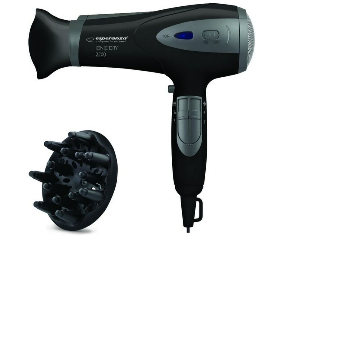 Hårtørrer Esperanza EBH005K Sort 2200 W produktemballage