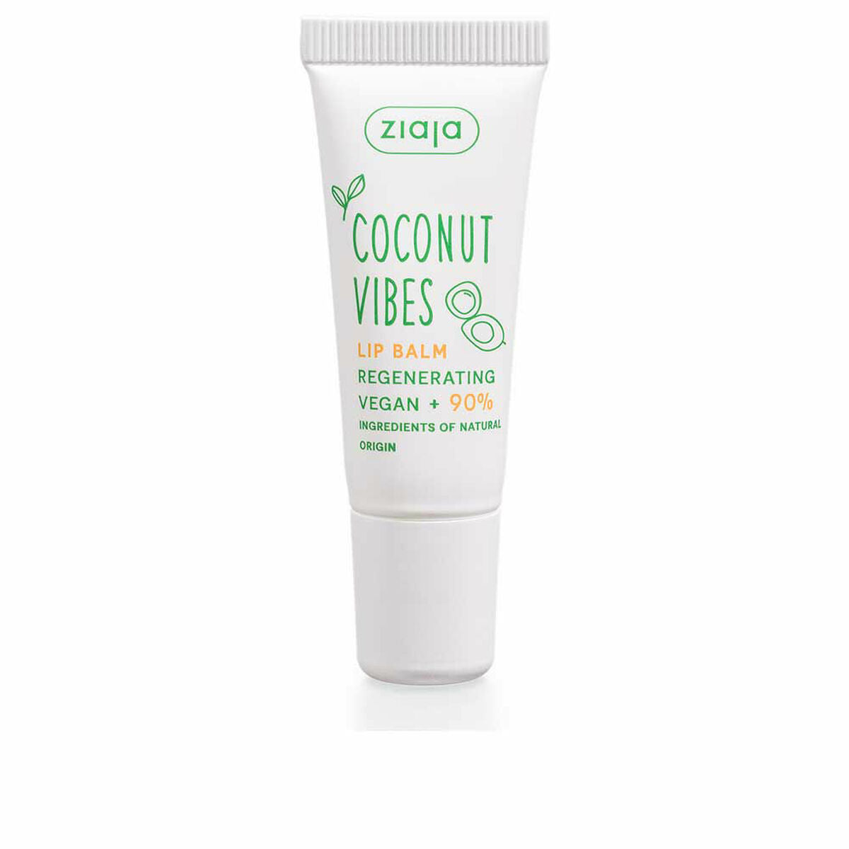 Lip Balm Ziaja Coconut and Orange Vibes 10 ml Regenerating for Women hudplejeemballage