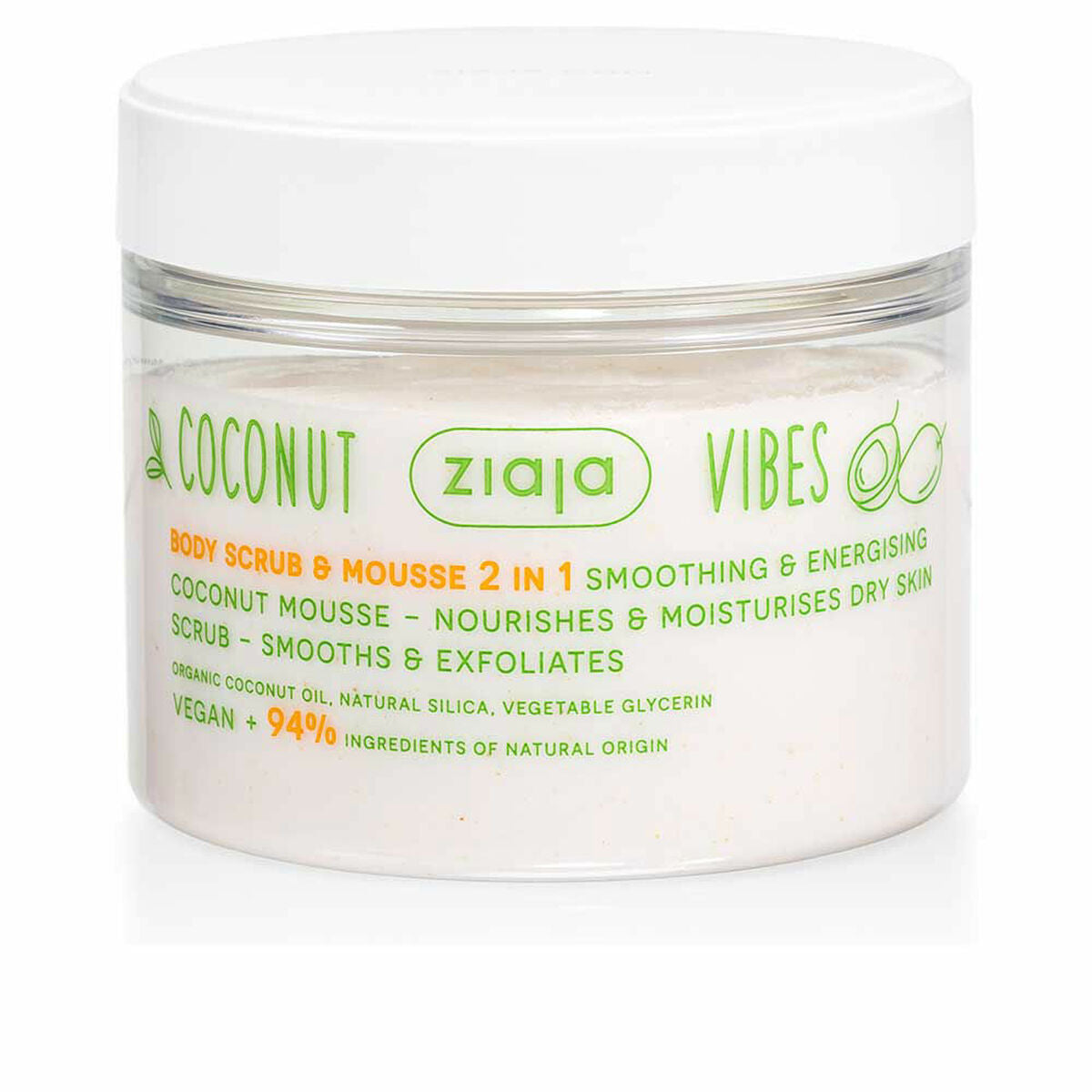 Body Exfoliator Ziaja Coconut & Orange Vibes 270 ml Mousse produktemballage