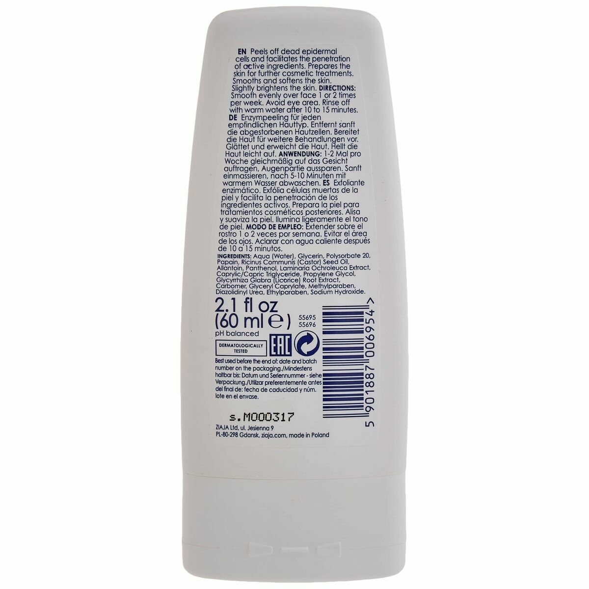 Facial Exfoliator Ziaja Sensitive 60 ml til kvinder produktemballage