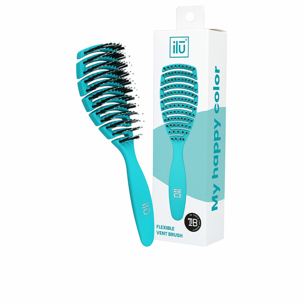Detangling Hairbrush Ilū Flexible Vent Blue Ocean Blue (1 enhed) produktemballage