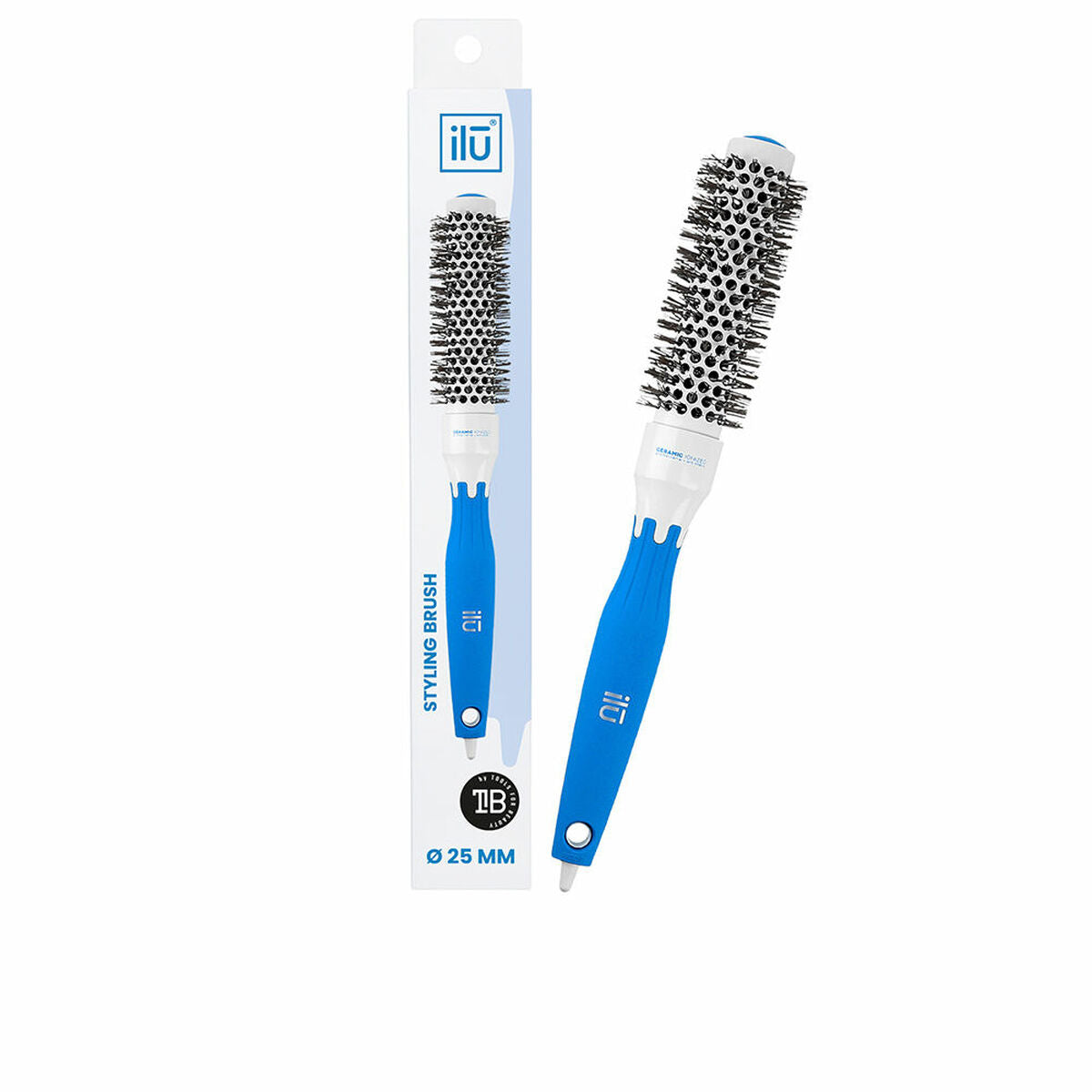 Styling Brush Ilū Styling Blue Ceramic Ø 25 mm produktemballage
