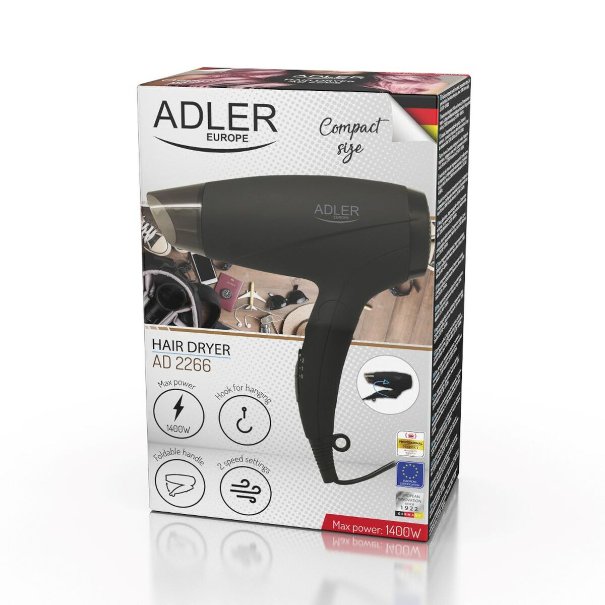 Hårtørrer Adler AD 2266 24 stk. produktemballage