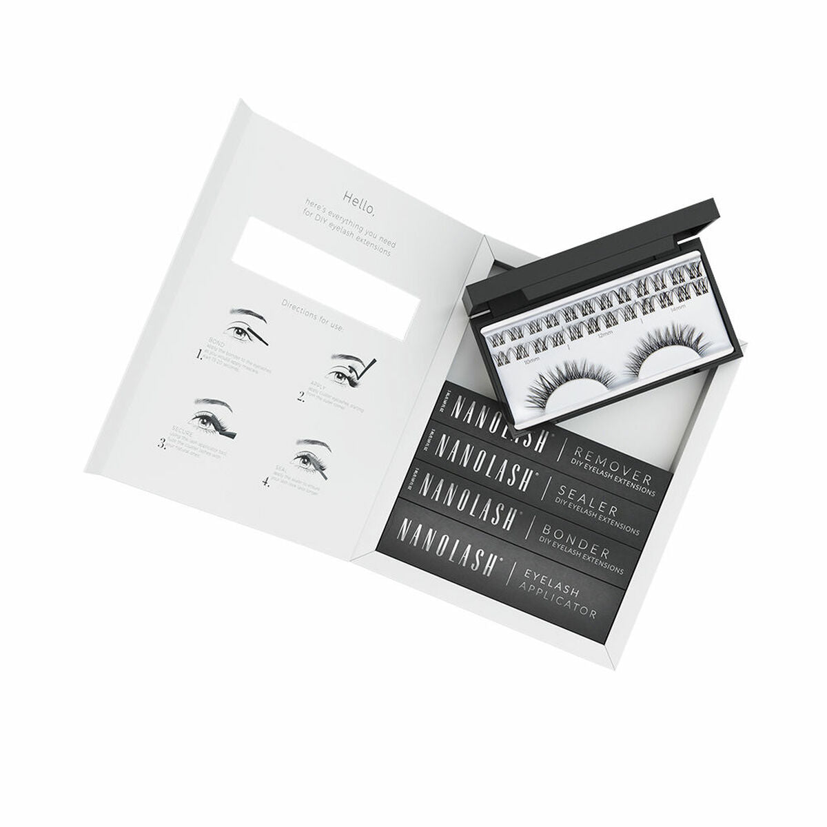 Sæt med falske øjenvipper Nanolash Charm 5 stykkers produktemballage
