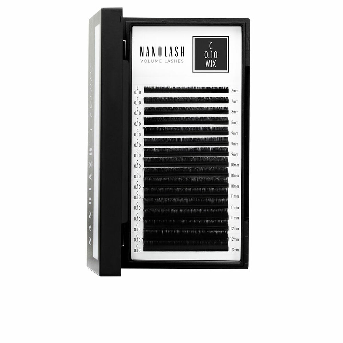 Sæt med falske øjenvipper Nanolash VOLUME LASHES Extensions 6-13 mm produktemballage