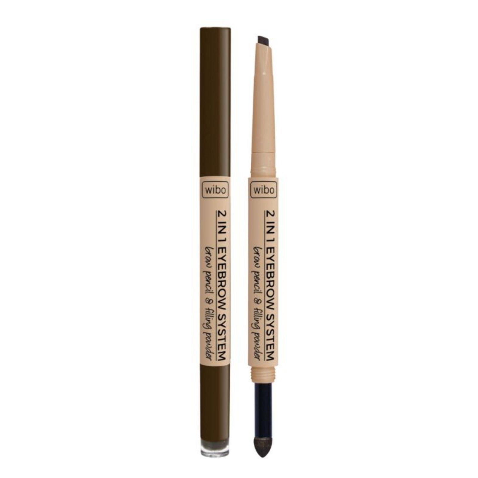 Wibo, 2 in 1 Eyebrow System, Eyebrow Cream  Pencil, Powder & Brush 3-In-1, 3, Dark Brown, 0.2 g