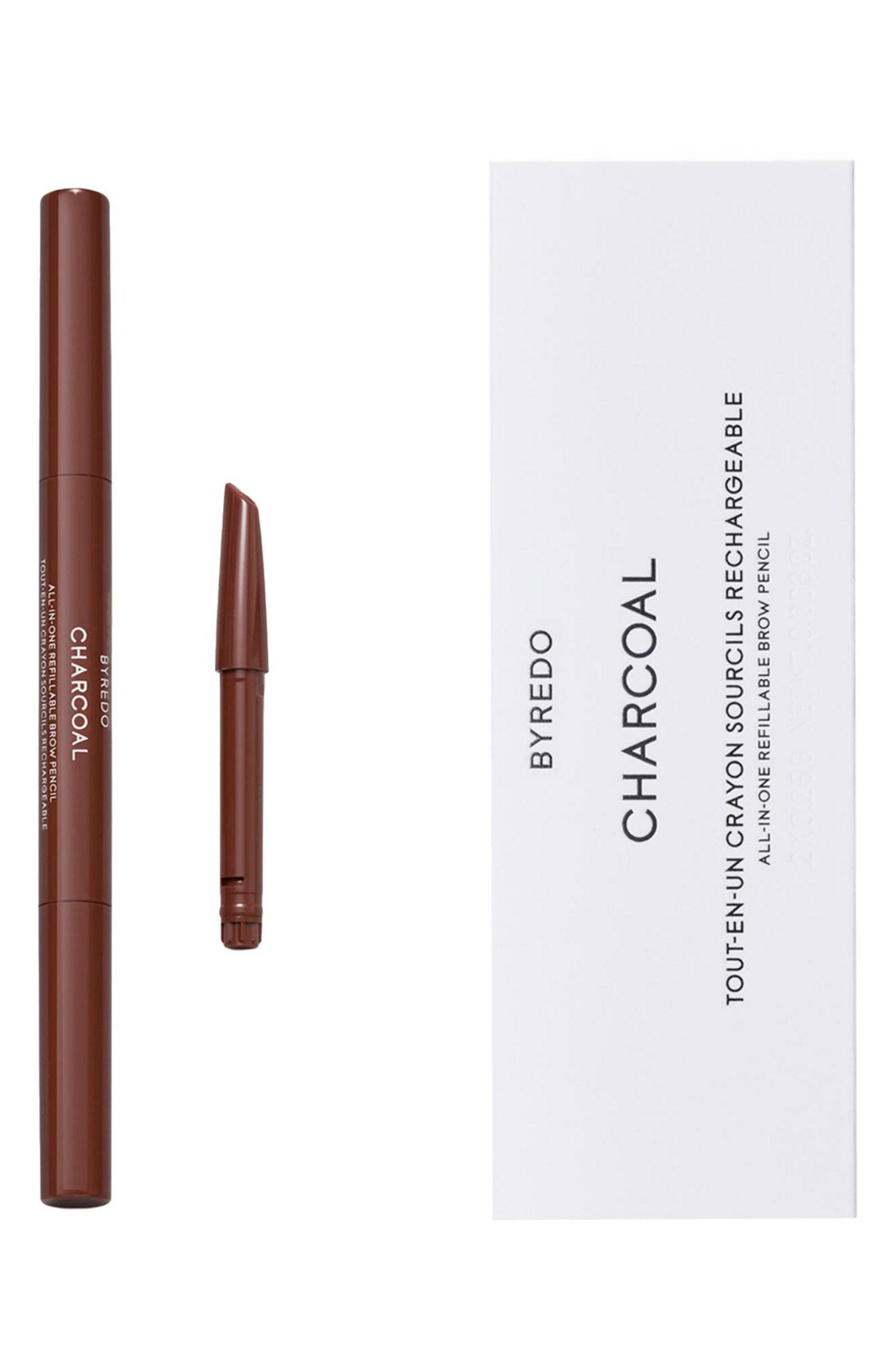 Set Duo, Byredo, All-In-One, Brow Pencil, Eyebrow Cream Pencil & Brush 2-In-1, 04, Charcoal, 2 pcs, 0.25 g