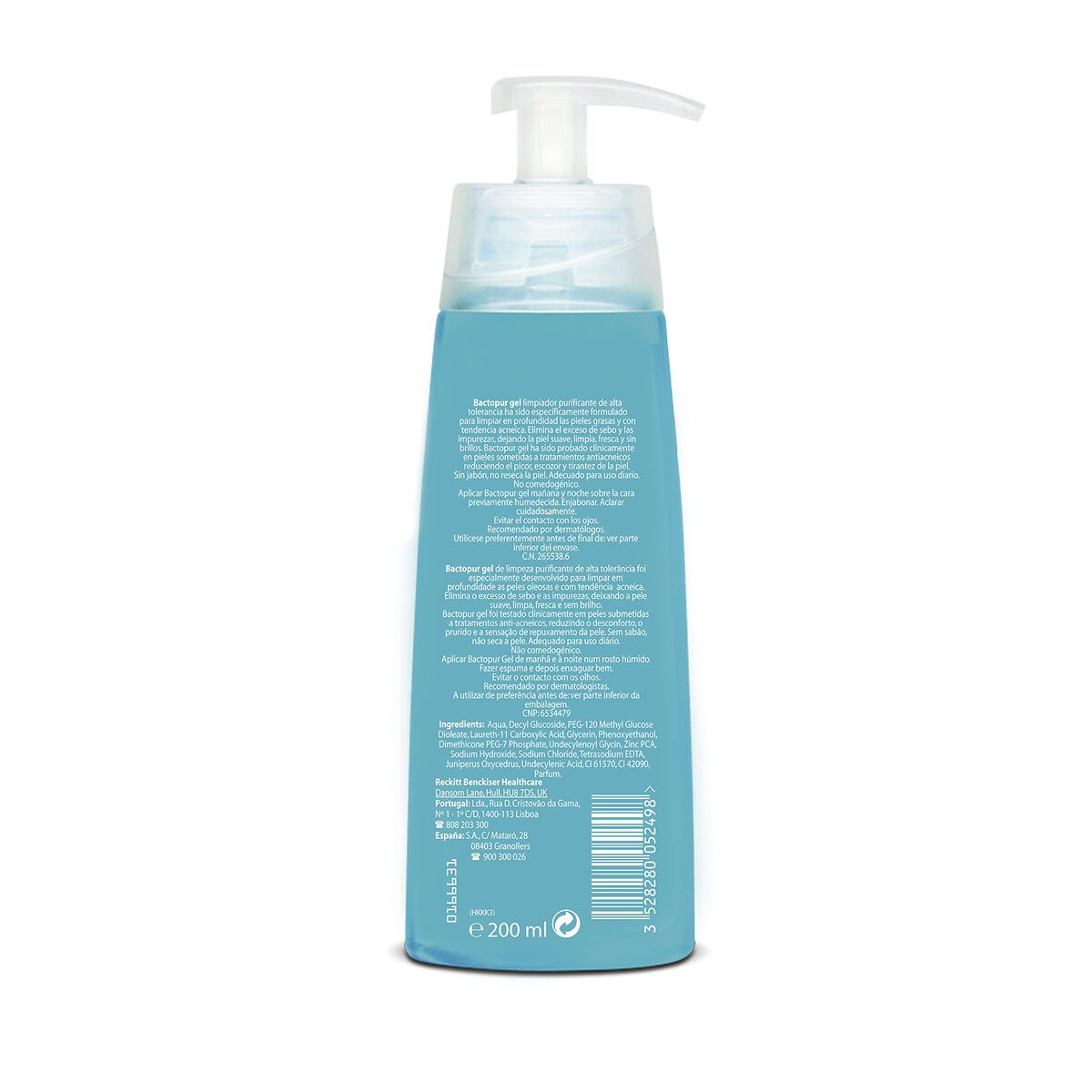 Ansigtsrensende gel Lutsine BACTOPUR 200 ml Rensende hudplejeemballage