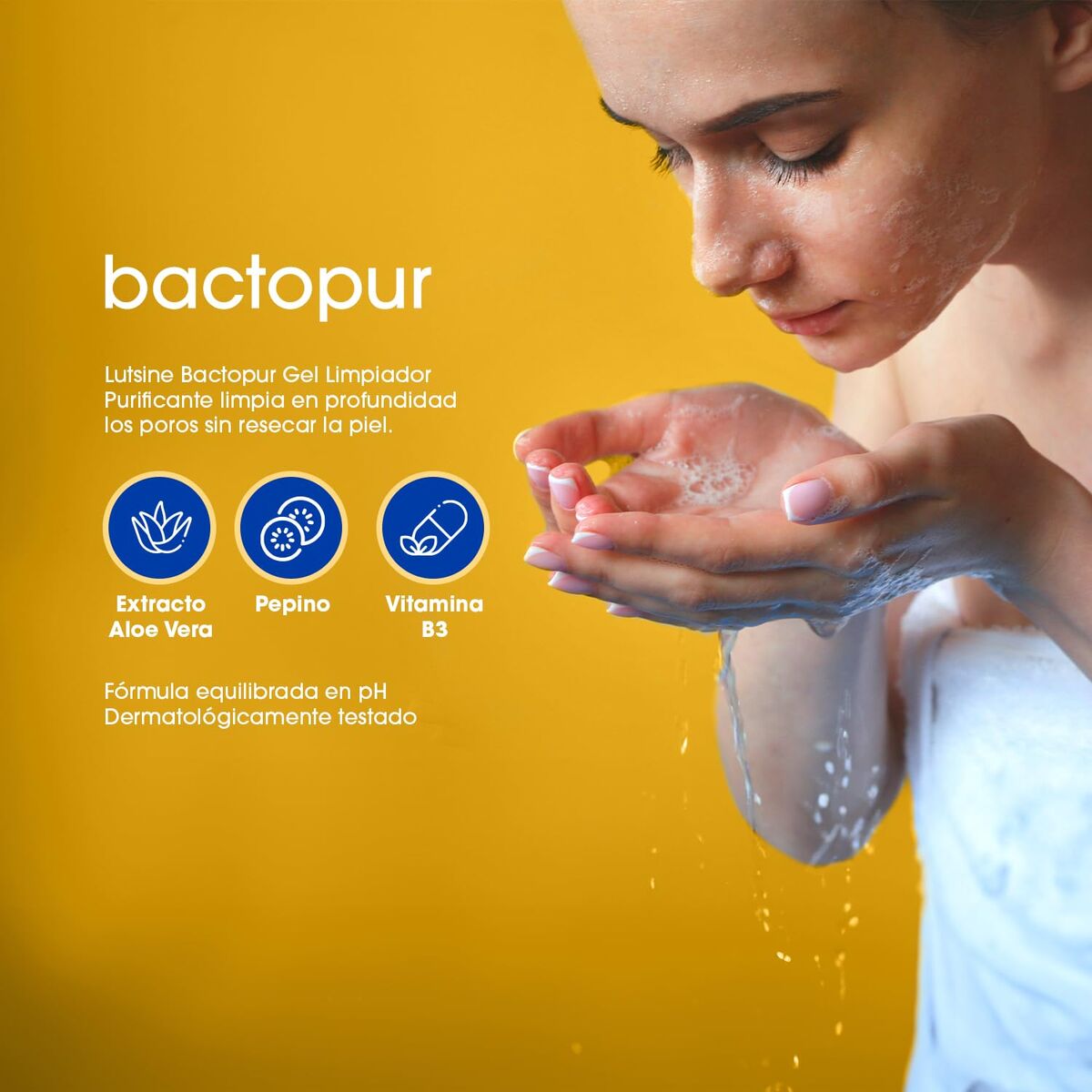 Facial Cleansing Gel Lutsine BACTOPUR 200 ml hudplejeemballage