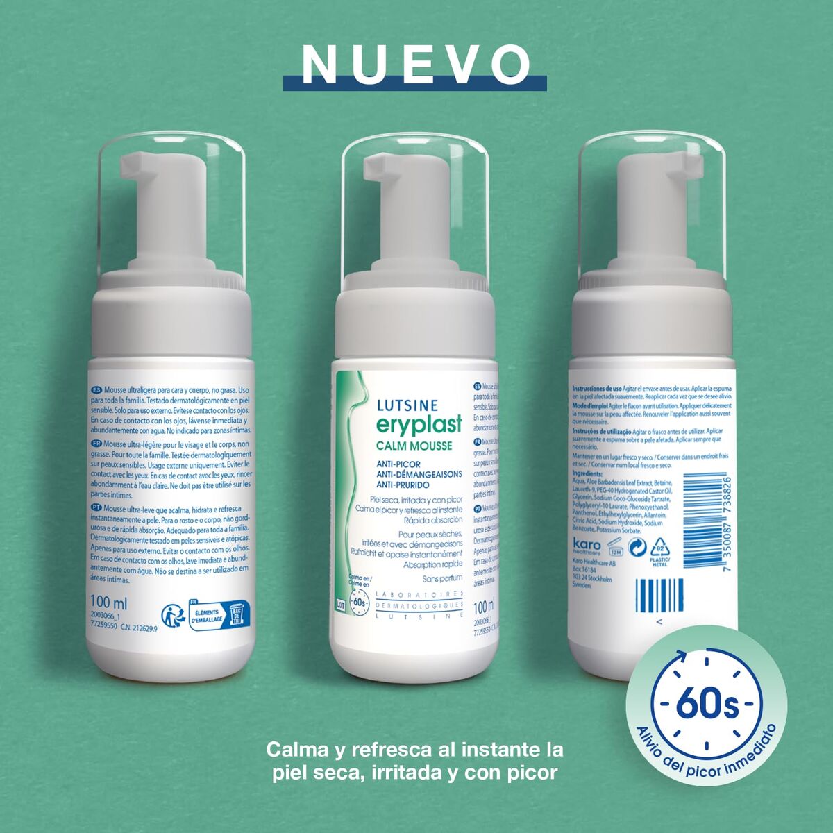 Beroligende balsam mod kløe og irriteret hud Lutsine ERYPLAST CALM 100 ml produktemballage