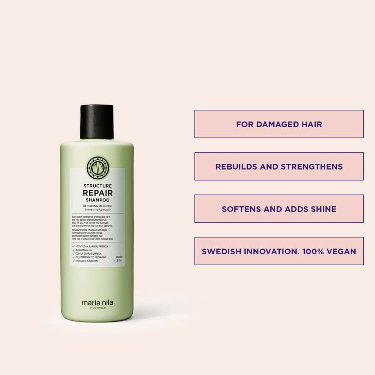Shampoo Maria Nila STRUKTURREPARATION 350 ml til kvinder shampooflaske