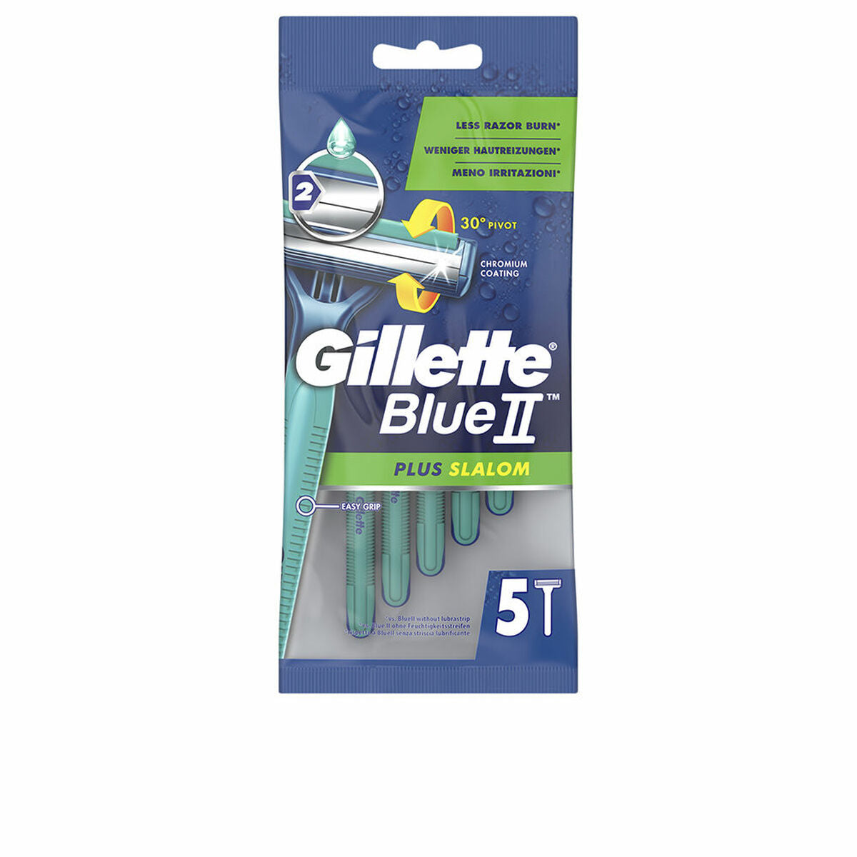 Engangsbarberkniv Gillette Blue II Plus Slalom 5 enheder til mænd produktemballage