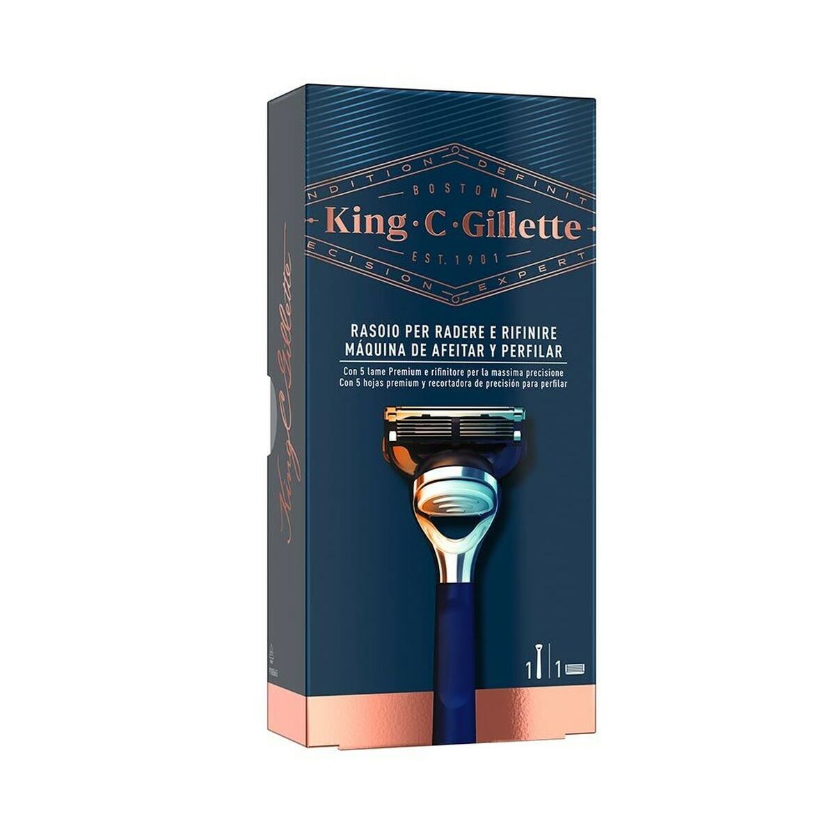 Manuel barbermaskine King C Gillette King Blue til mænd produktemballage