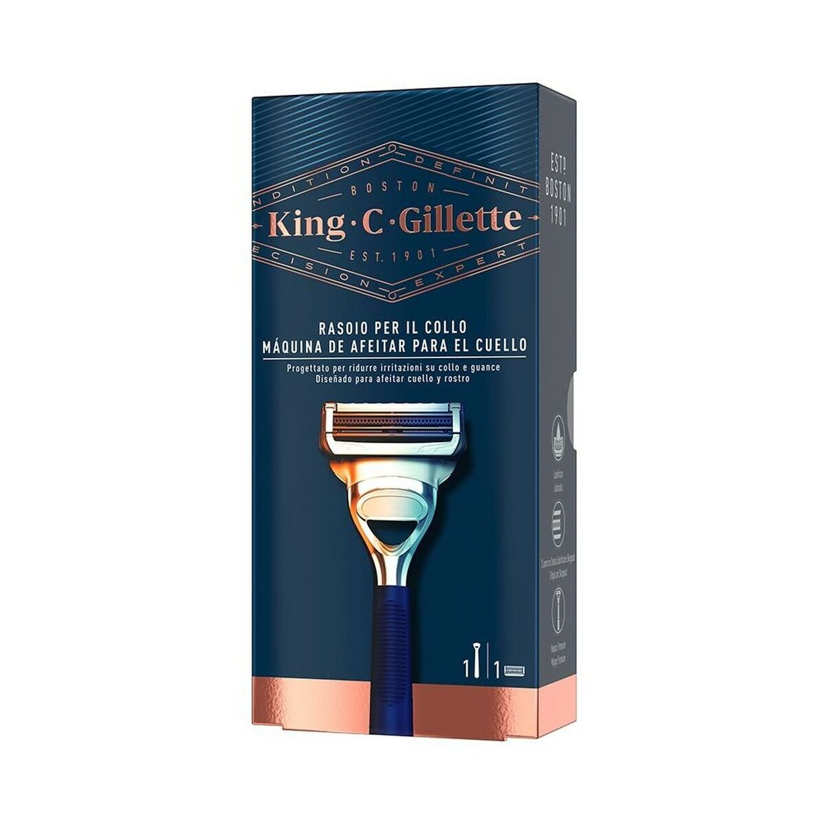 Manuel barbermaskine King C Gillette Neck Barberblad Blå til mænd produktemballage