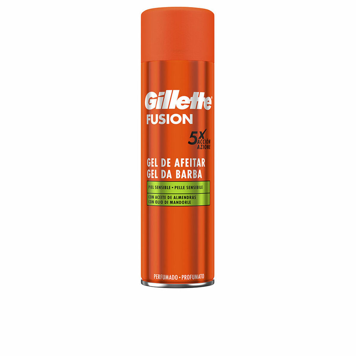 Barbergel Gillette Fusion Sensitive skin 200 ml til mænd hudplejeemballage