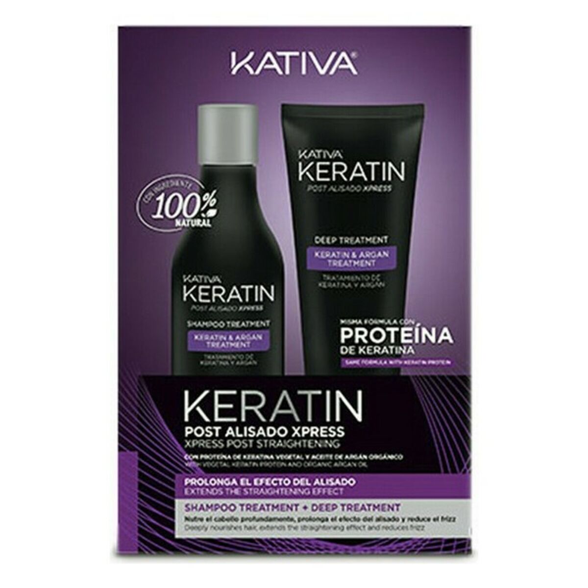Brasiliansk glattejern Kativa Keratin Express Post Alisado Lote 2 stk. produktemballage