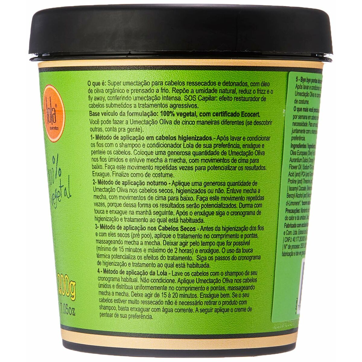 Hårmaske Lola Cosmetics Olive 200 g hårmaske emballage