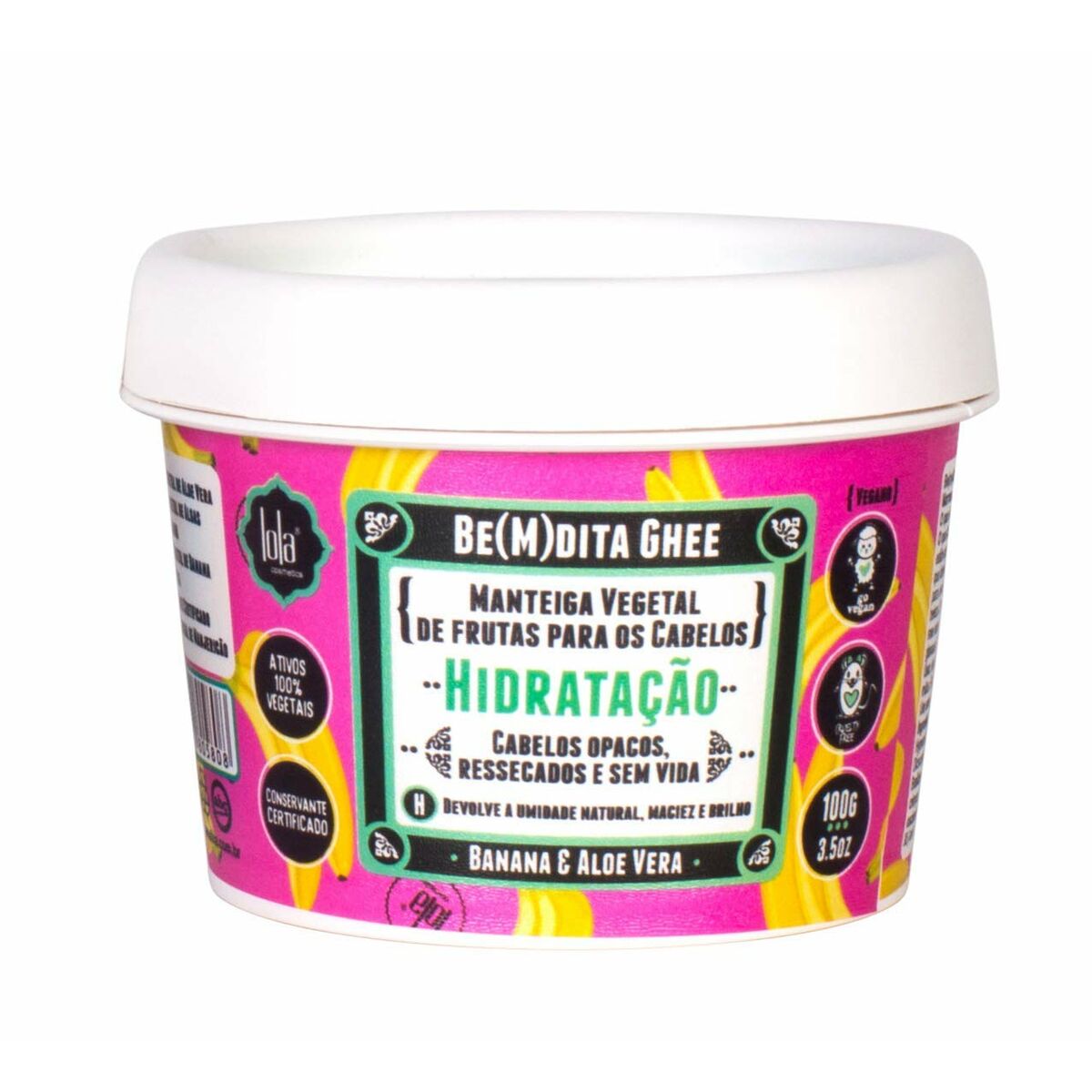 Hårmaske Lola Cosmetics Be(M)Dita Ghee Banana & Aloe Vera 100 g hårmaske emballage