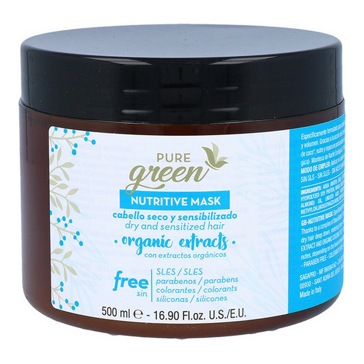 Hårmaske Pure Green Nutritive hårmaske emballage