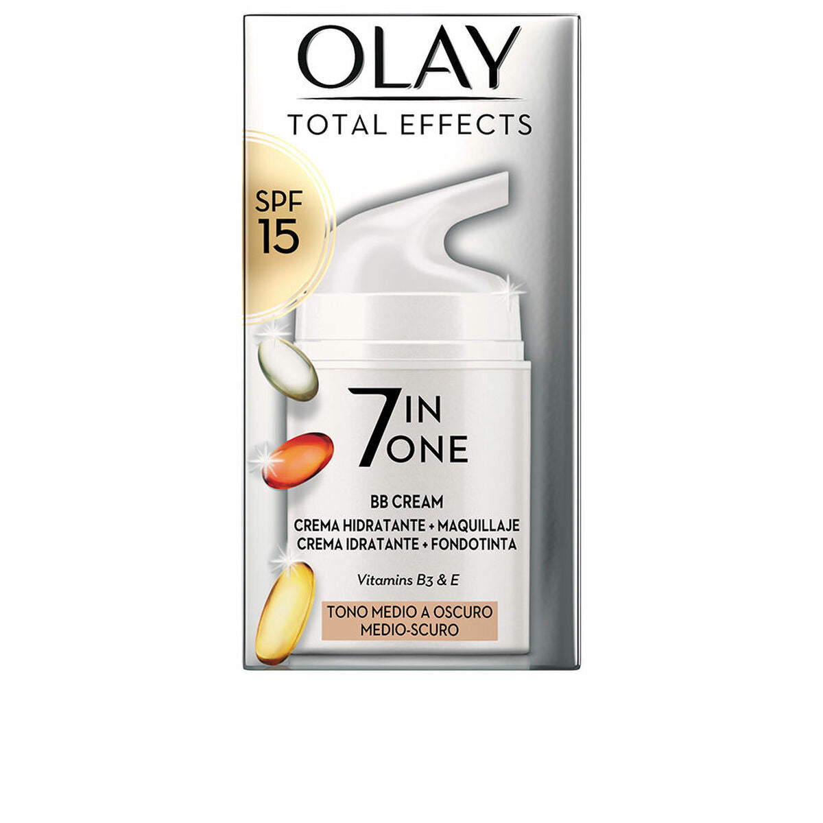 Fugtgivende creme med farve Olay Total Effects Bb Cream Medium Dark Spf 15 50 ml til kvinder hudplejeemballage