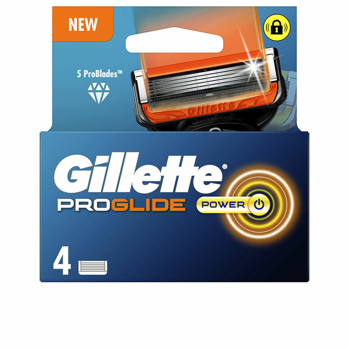 Barberskraber Gillette Fusion Proglide Power (4 enheder) til mænd produktemballage
