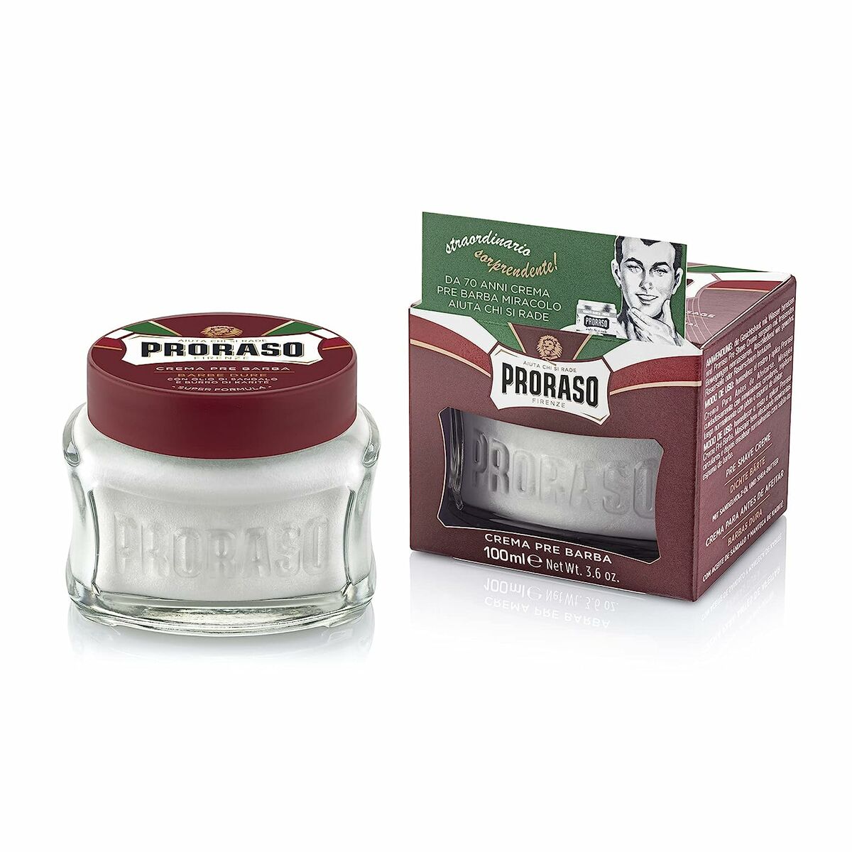 Pre-shave creme Proraso Barbe Dure 100 ml til mænd hudplejeemballage