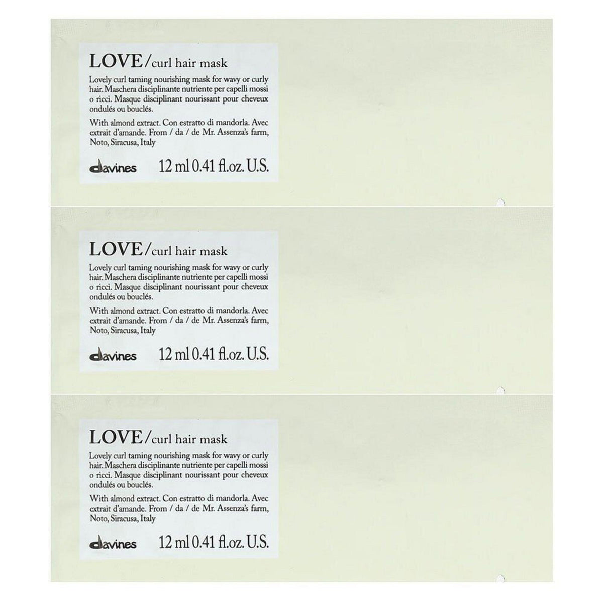 Davines, Love, Hair Treatment Cream Mask, 12 pcs, 12 ml