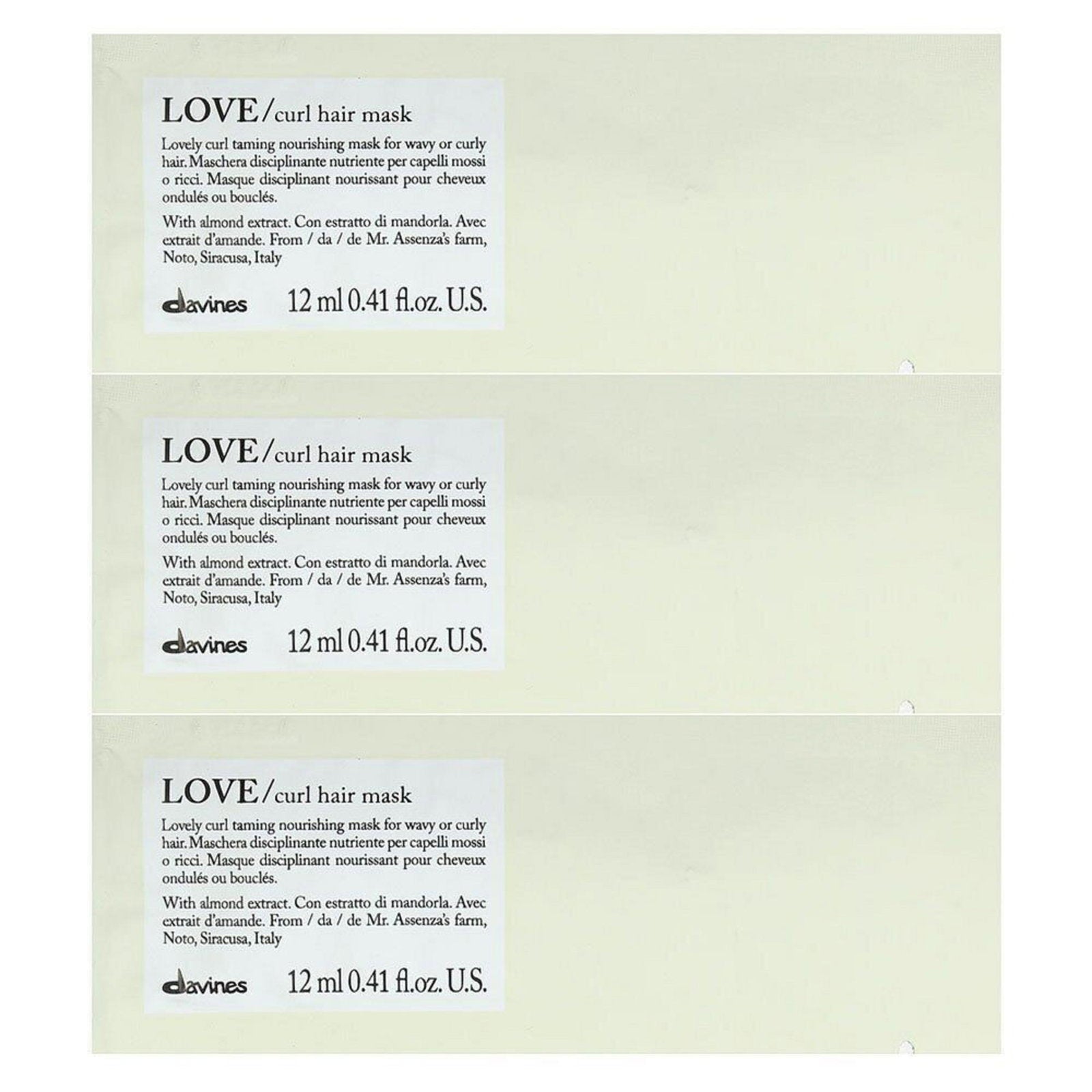 Davines, Love, Hair Treatment Cream Mask, 12 pcs, 12 ml