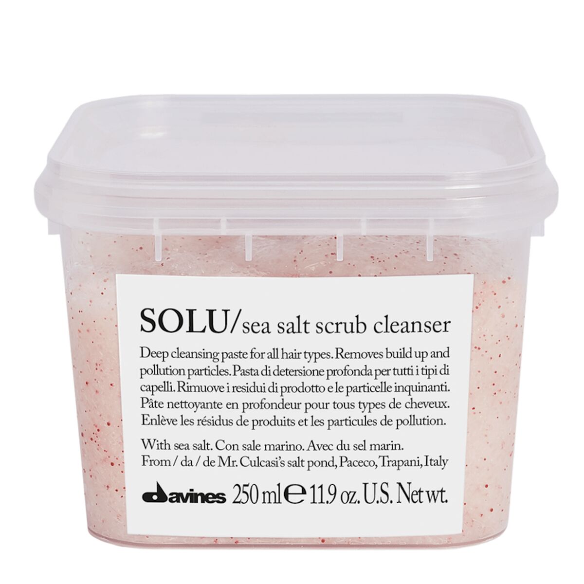 Hair Exfoliator Davines R Solu Salt Scrub 250 ml til mænd produktemballage