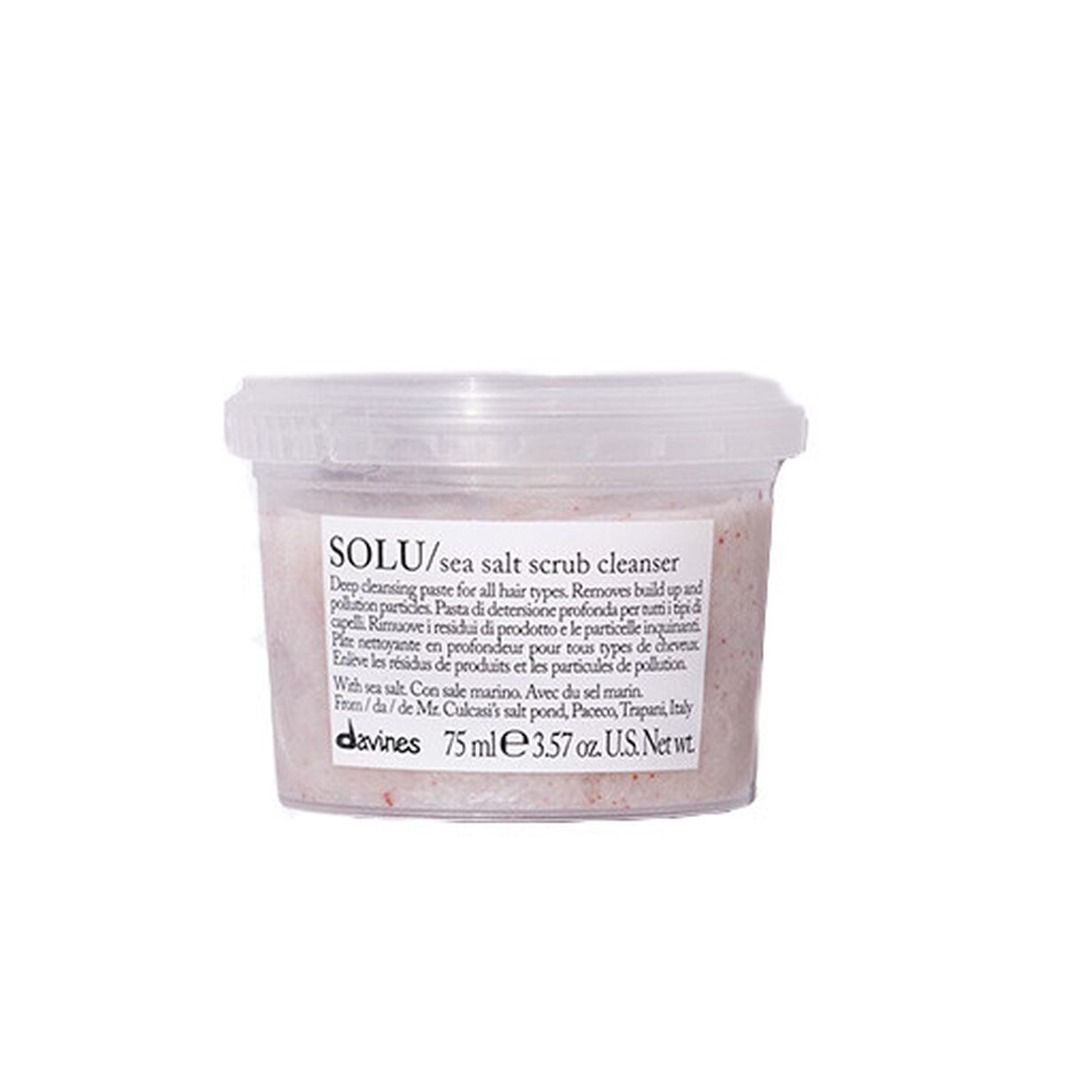 Hair Exfoliator Davines Solu Sea Salt Scrub 75 ml til kvinder produkt emballage