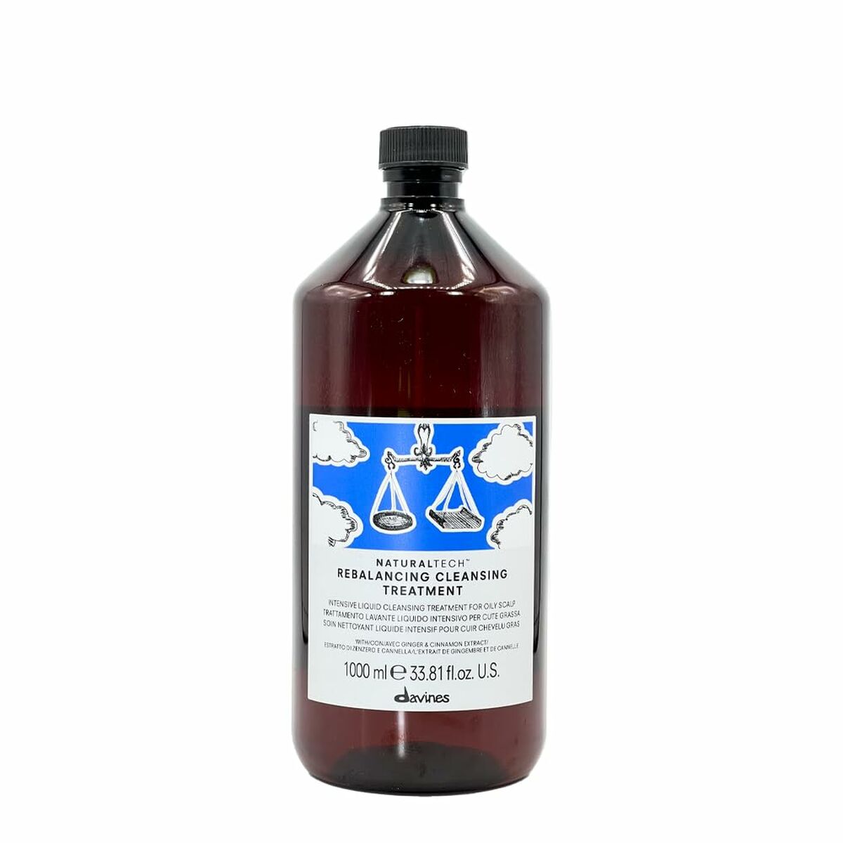 Sebum-Regulating Care Shampoo Davines Natural Tech REbalancing 1 L shampooflaske