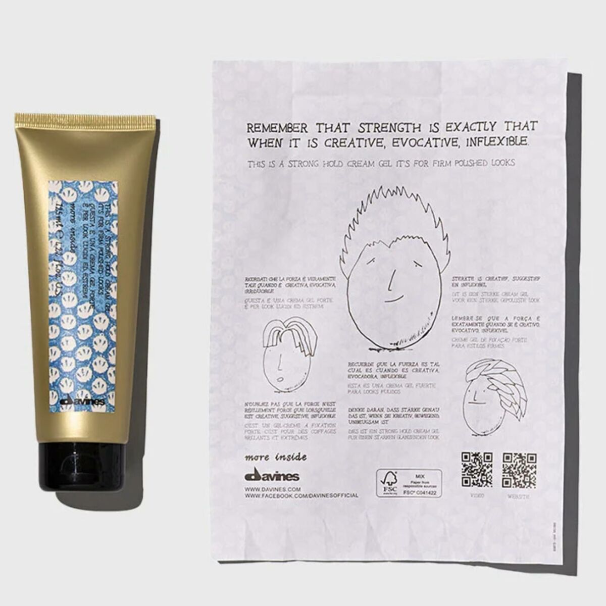 Styling Gel Davines 125 ml hudplejeemballage